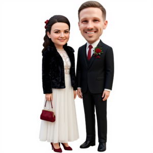 Personalized 3D Wedding Cake Topper – Bride & Groom Figurine